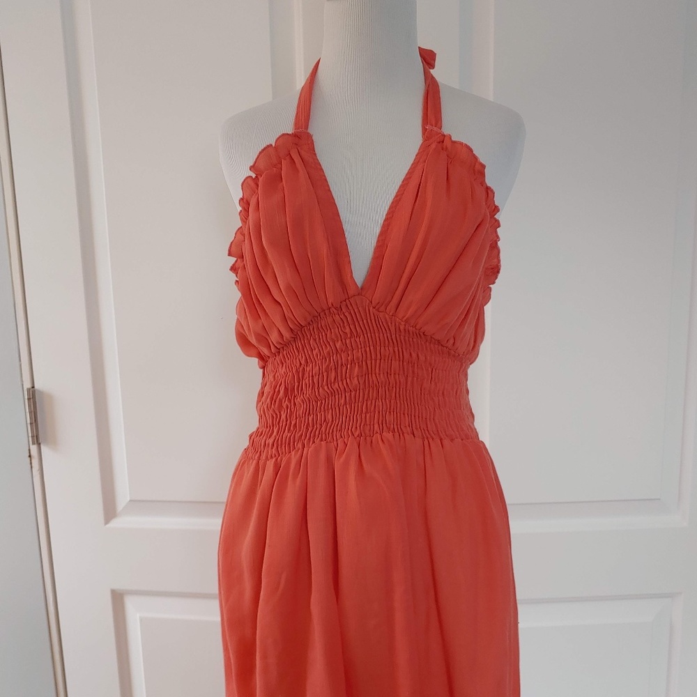 Salmon Halter Dress